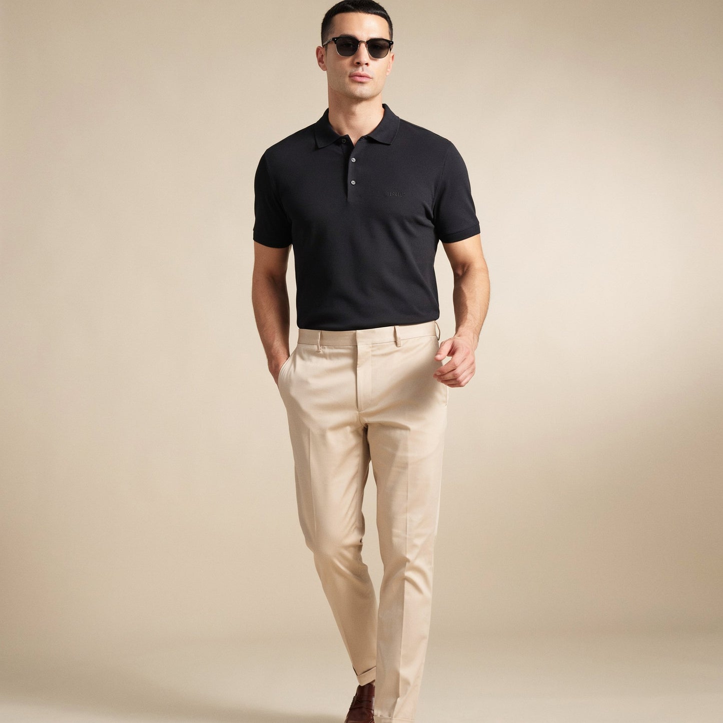 VERELL™ Windsor Polo – shine black