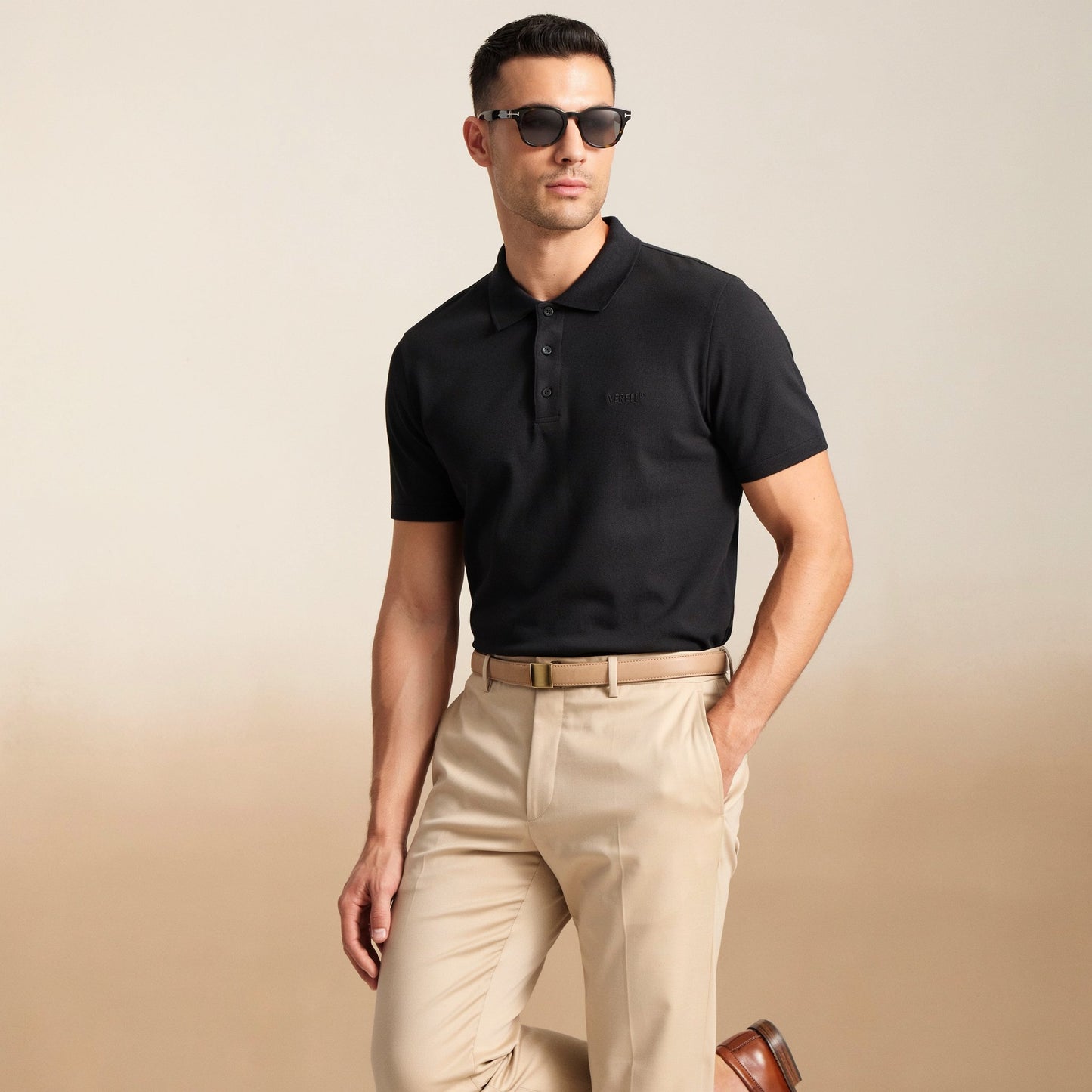 VERELL™ Windsor Polo – shine black